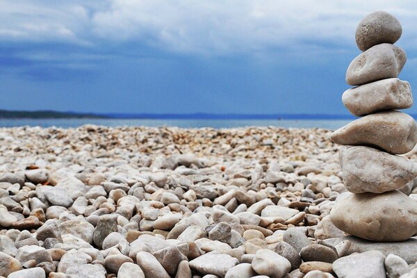 Rocky beach and blue sea