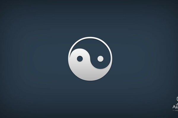 Signo de Yin y Yang sobre fondo oscuro