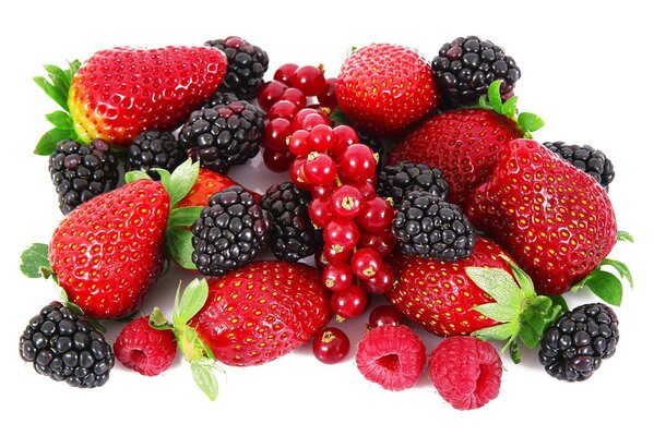 Berry mix on a white background