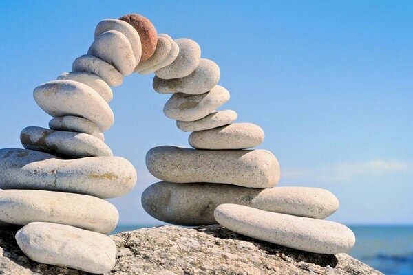 Landscape of stones against a blue sky