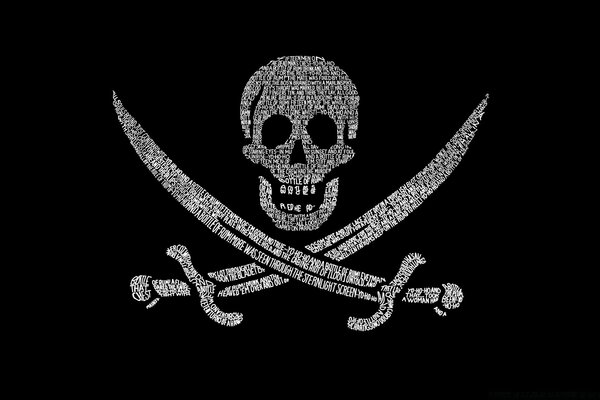 Pirate label jolly roger