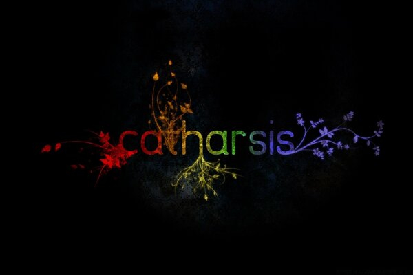 Multicolored lettering on a dark background