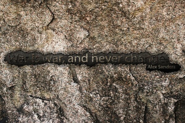 Inscription on a rock-like background