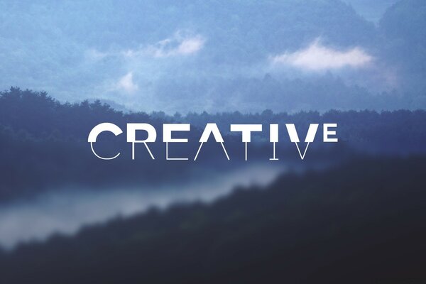 A picture with the word creative on the background of the sky