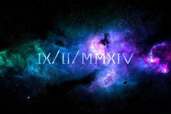 Inscription in Latin numerals in outer space