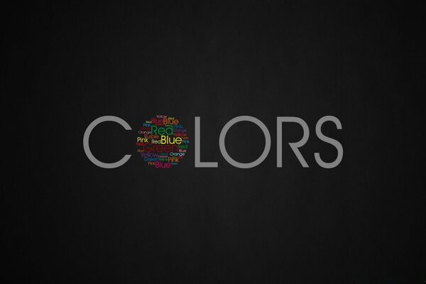 Шаблон слова Colors на чёрном фоне