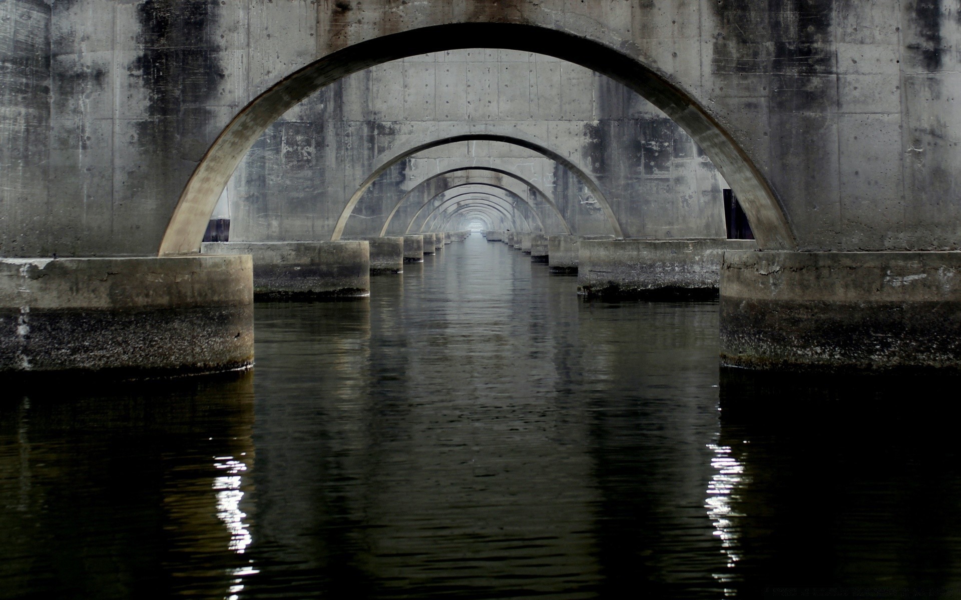 urban water bridge reflection architecture river city travel canal light rain building dark old