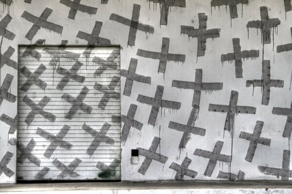 Puzzle of crosses in black and white