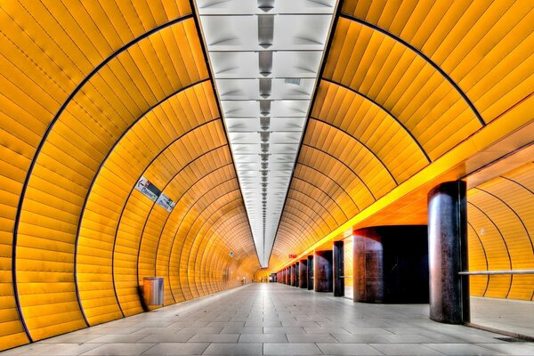 Tunnel with grey tile floor