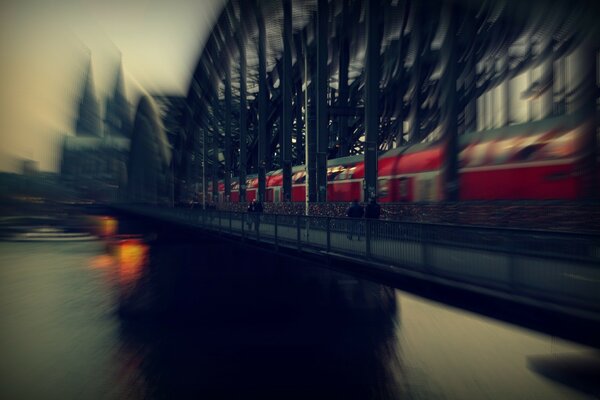 Blurred landscape and bridge