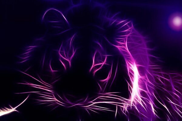 Neon tiger on a darkened background