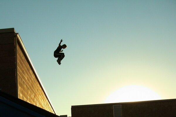 Parkour-Bilder in Silhouette-Aktion