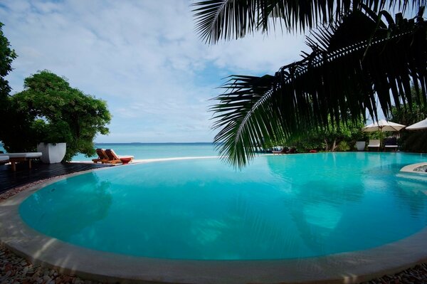 Hermosa piscina en zona tropical