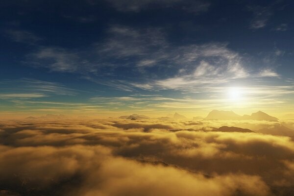 Cielo azul por encima de las nubes