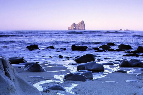 Seascape with mountain view