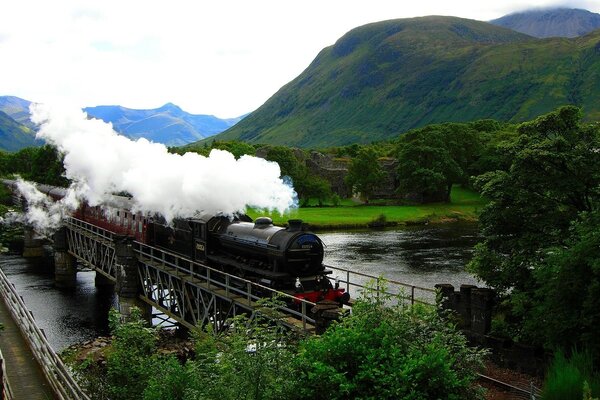 Traveling by steam train through the valley