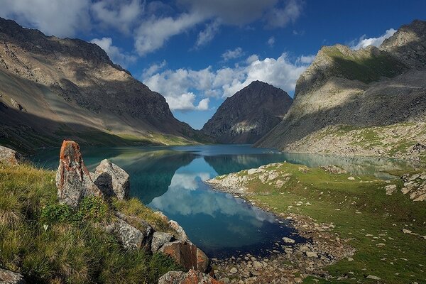 A clear lake among mighty mountains