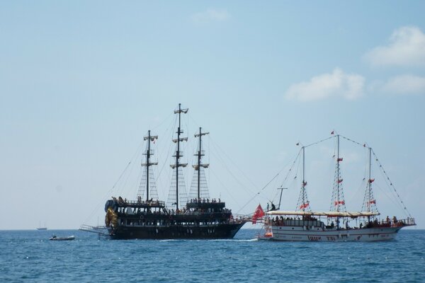 The ships lined up in a row for the parade