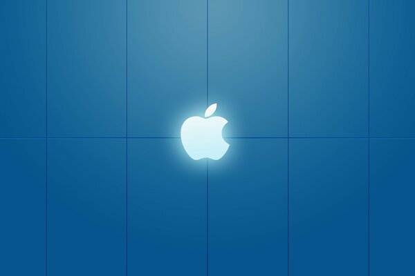 Logo Apple su sfondo blu