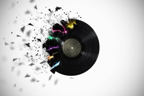 Abstraction d un disque de musique brisé