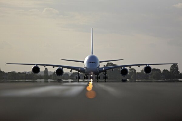 The plane is ready to take off on the runway