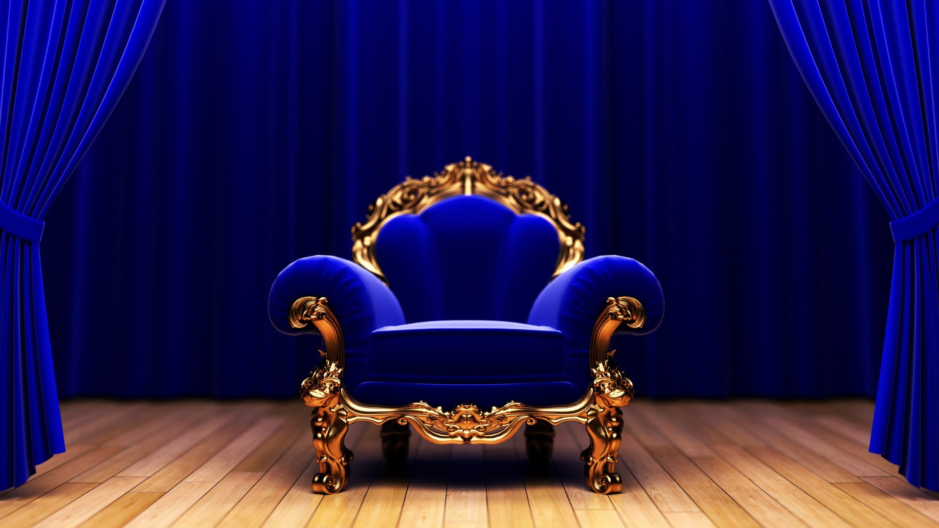 The blue chair on the stage - Phone wallpapers