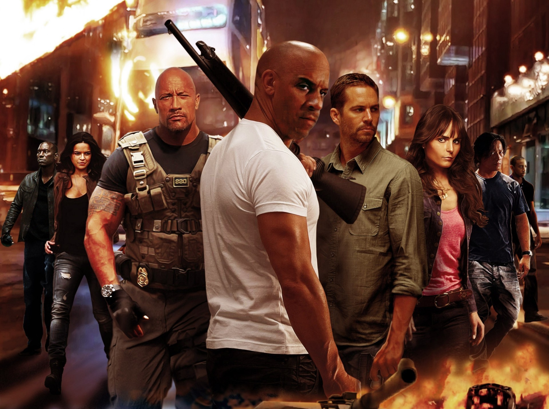  Fast  and furious  6 the whole team  headed by VIN Diesel in 