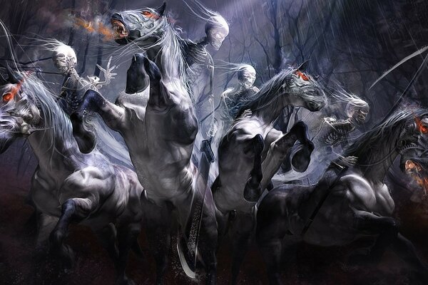 Sculptures on horses in the fantasy style