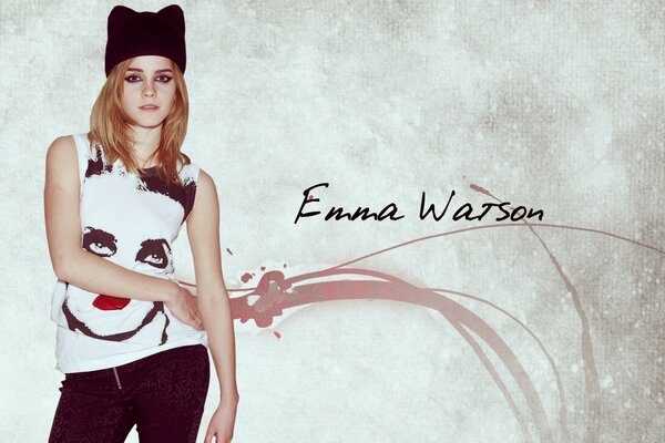 Emma Watson tişörtlü portre