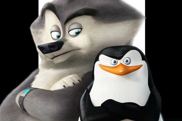 El lobo y el pingüino personajes de dibujos animados Madagascar