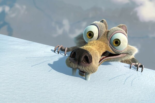 Ice Age белка держится клыками за лед