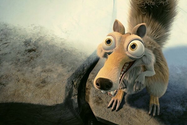 Ein Bild aus dem Zeichentrickfilm Ice Age mit einem Eichhörnchen auf einer Eisscholle