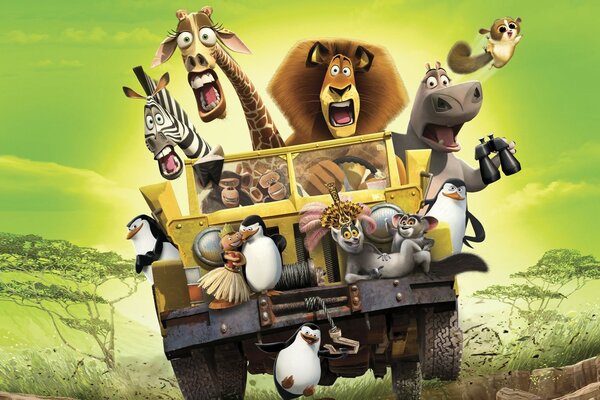  Madagascar by car. Cartoon. Journey. 