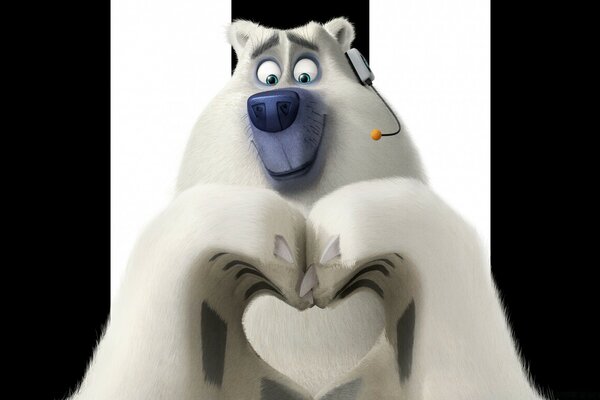 Polar bear from Madagascar paws with a heart