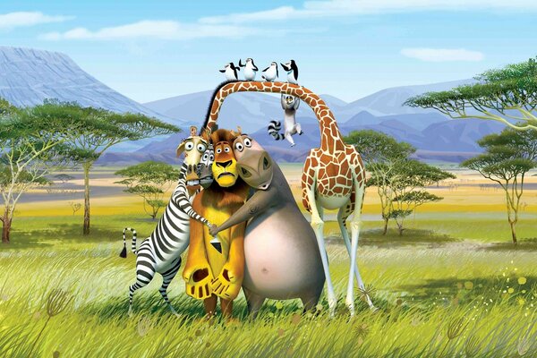 Personagens do filme Madagascar. Verão