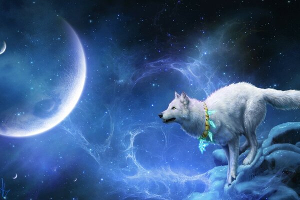 Wolf in the Moonlight dream catcher