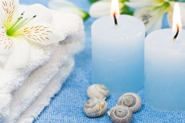 Aromatherapy relaxation with candles and spa