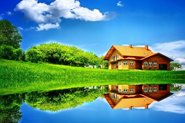 Paysage d une maison de campagne d été