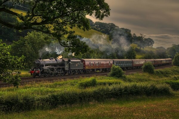 A passenger train rushes through time