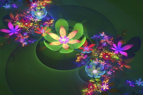 Neon flowers on the desktop