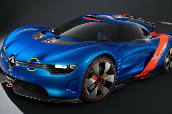 Renault Racing bleu sur fond noir