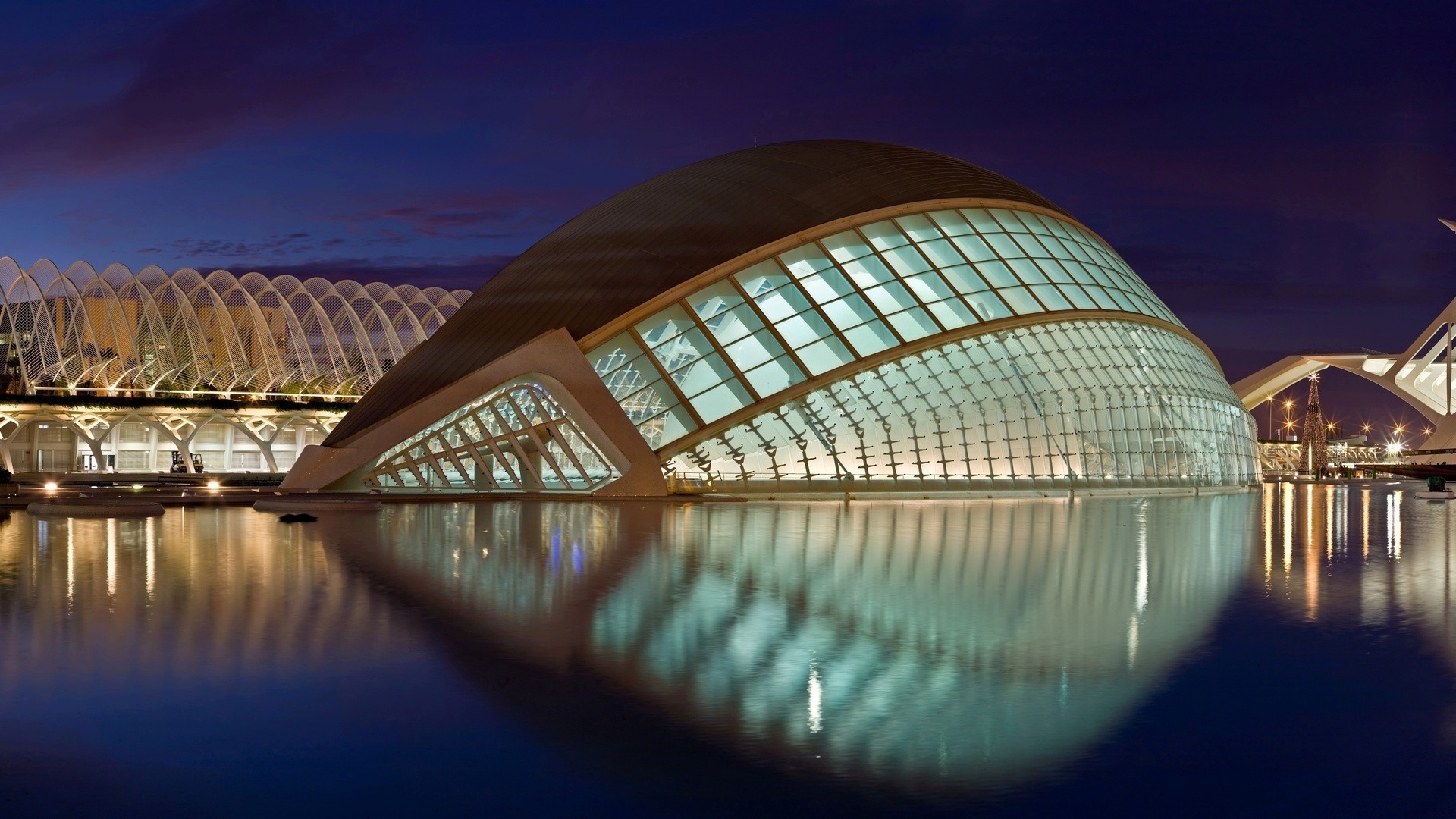 famous places reflection travel light sky modern water architecture building illuminated evening city dusk futuristic