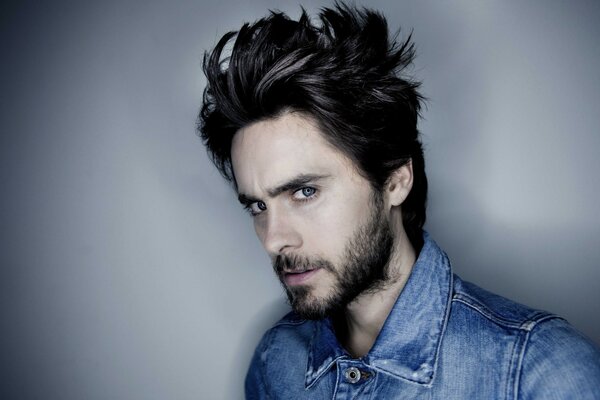 Jared Leto in a denim shirt