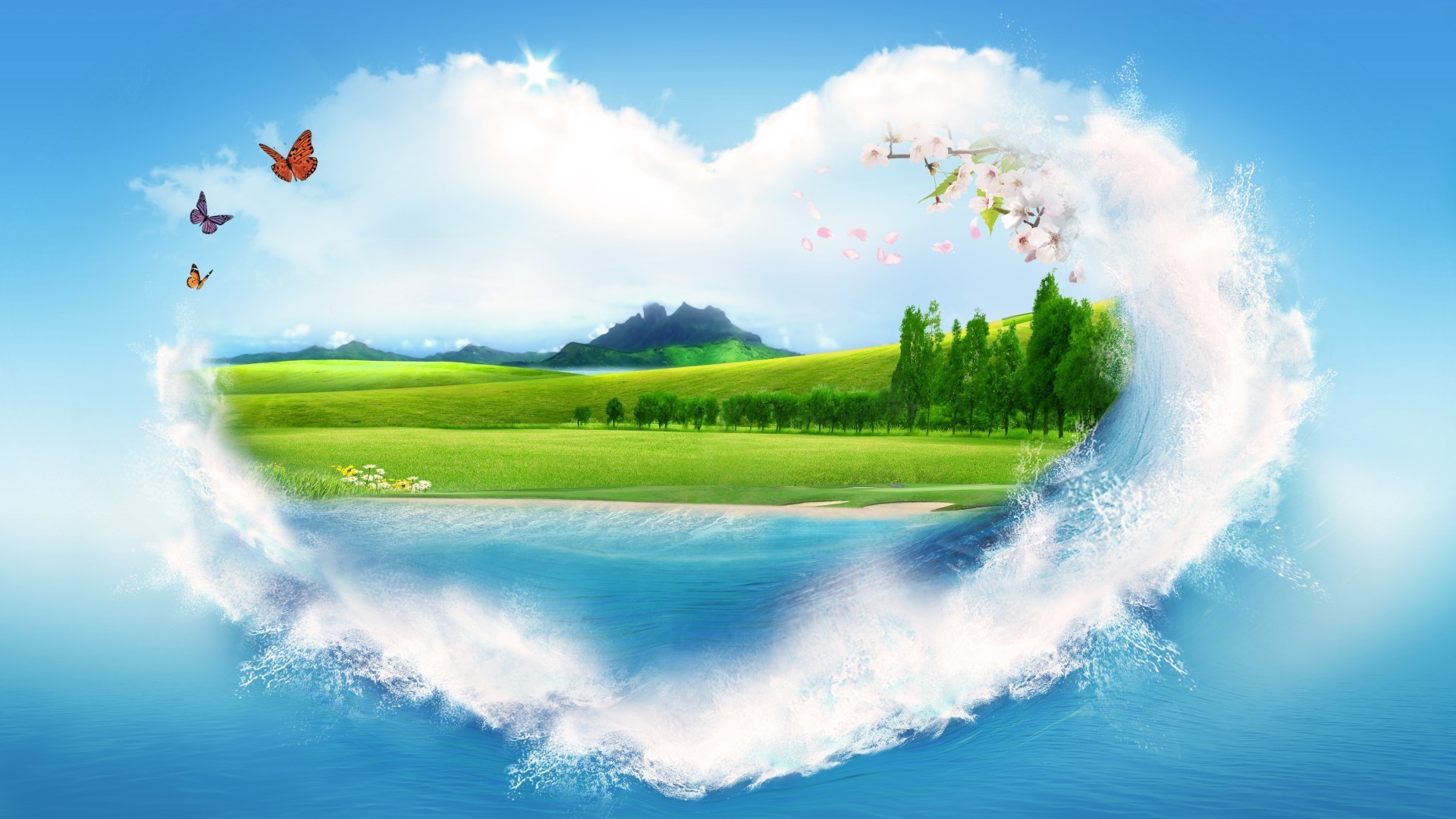 hearts sky outdoors nature summer water landscape travel grass fair weather