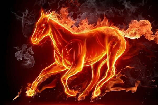 Image of a fiery galloping horse