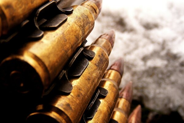 Bullets in a clip ready to shoot into the sky