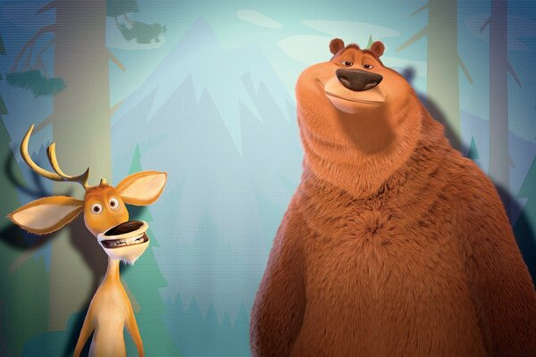 Deer and bear from the cartoon Hunting Season