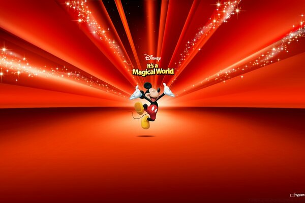 Personnage de Disney sur fond rouge