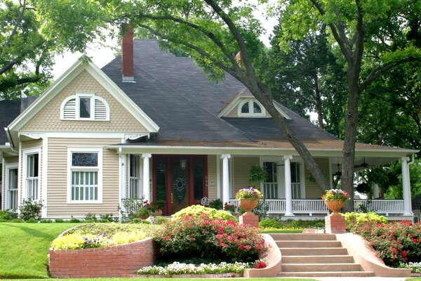 Very beautiful facade of the cottage