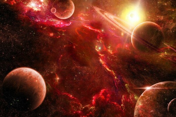 Ficção científica, galáxias e planetas. Espaço